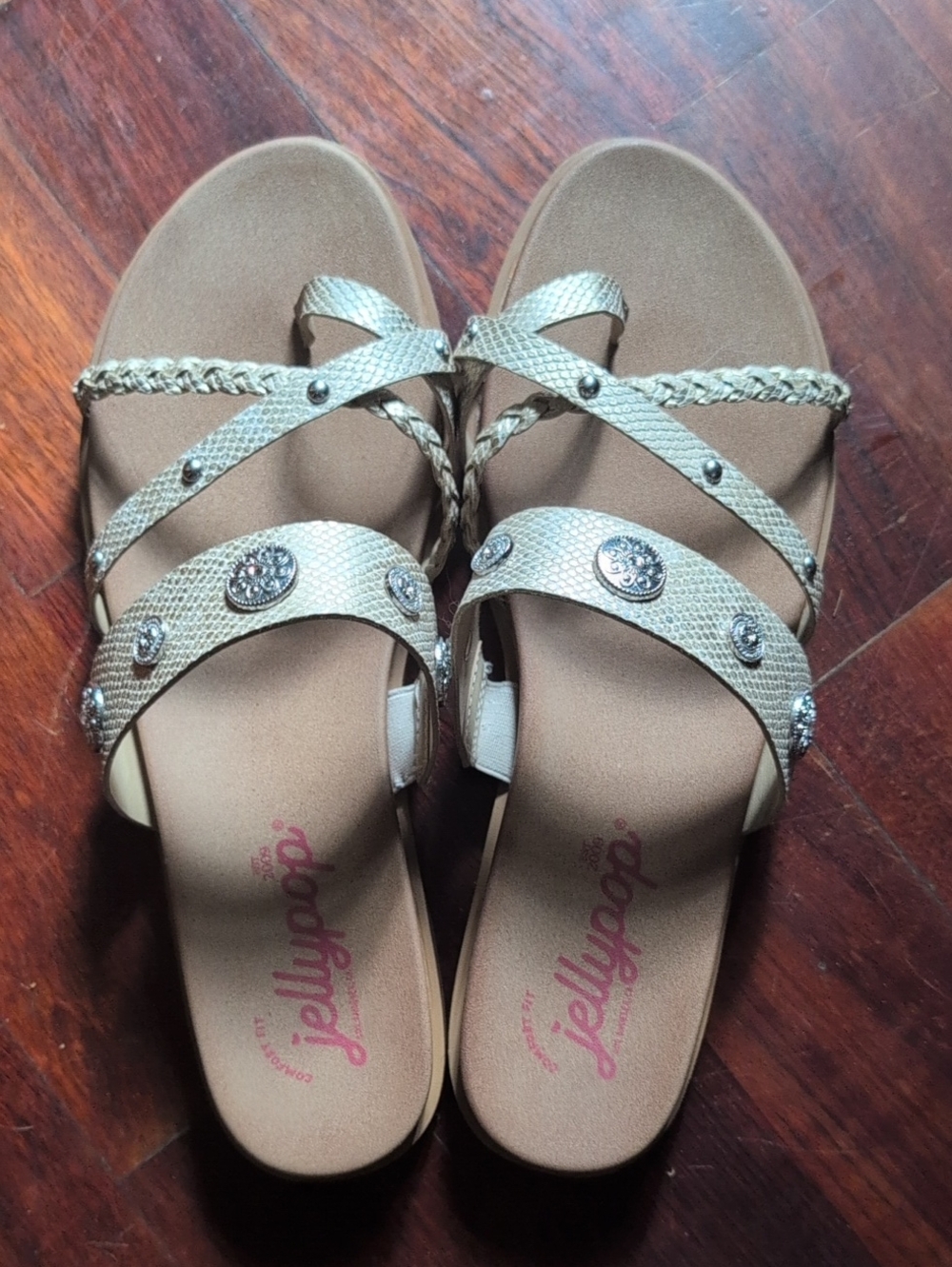 Jellypop Women's Metallic Braided Slide Sandals - Gold